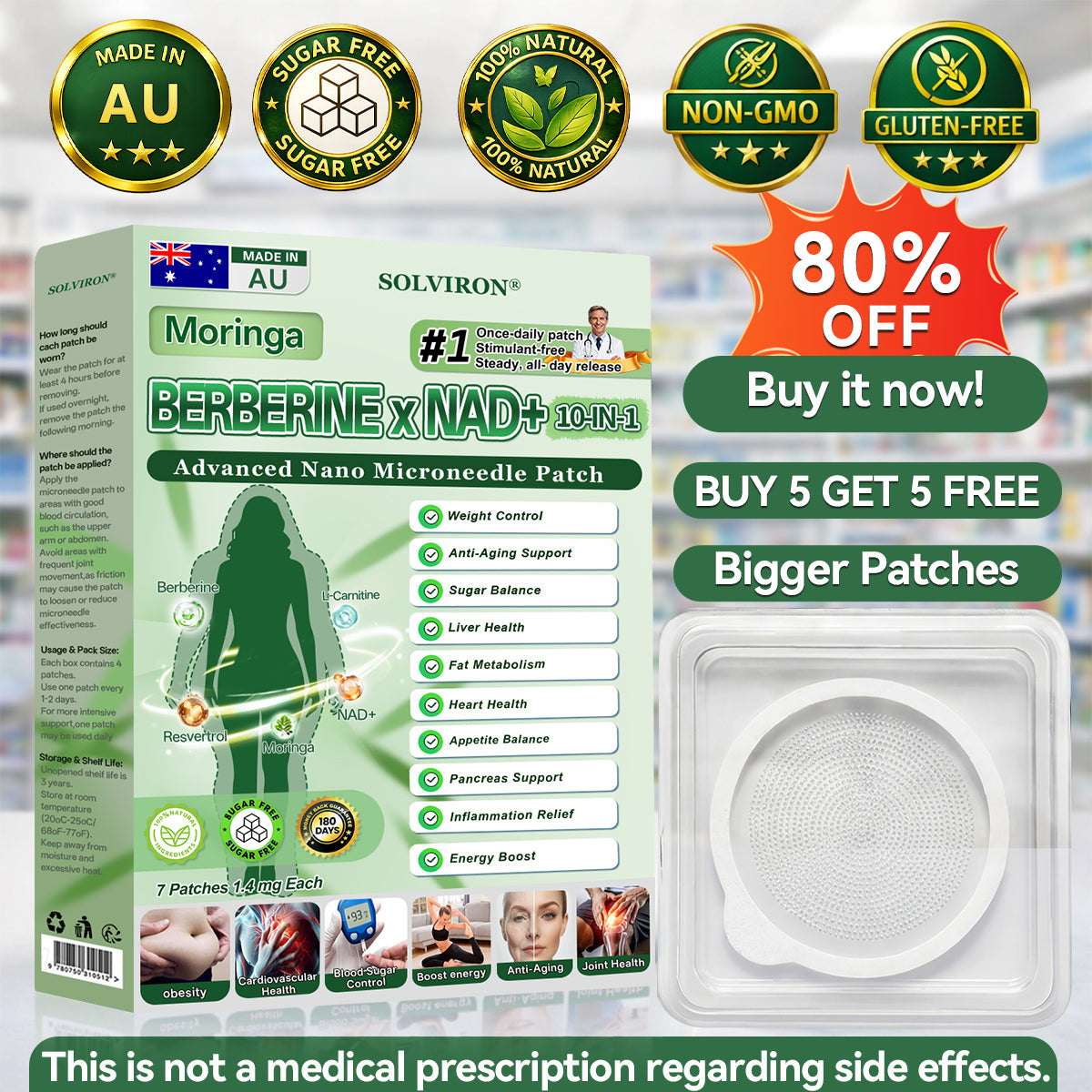 𝐀𝐔 𝐃𝐨𝐜𝐭𝐨𝐫 𝐑𝐞𝐜𝐨𝐦𝐦𝐞𝐧𝐝𝐞𝐝 📦|  𝐒𝐋𝐎𝐕𝑰𝑹𝑶𝑵® 𝐔𝐩𝐠𝐫𝐚𝐝𝐞𝐝 𝐋𝐚𝐫𝐠𝐞-𝐂𝐨𝐯𝐞𝐫𝐚𝐠𝐞 𝟏𝟎-𝐢𝐧-𝟏 𝐀𝐝𝐯𝐚𝐧𝐜𝐞𝐝 𝐍𝐚𝐧𝐨 𝐌𝐢𝐜𝐫𝐨𝐧𝐞𝐞𝐝𝐥𝐞 𝐏𝐚𝐭𝐜𝐡 (𝐉𝐮𝐬𝐭 𝐨𝐧𝐜𝐞 𝐚 𝐝𝐚𝐲, 𝐯𝐢𝐬𝐢𝐛𝐥𝐞 𝐜𝐡𝐚𝐧𝐠𝐞𝐬 𝐢𝐧 𝟕 𝐝𝐚𝐲𝐬)